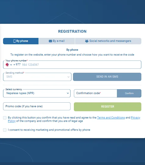 1xBet Nepal App Registration
